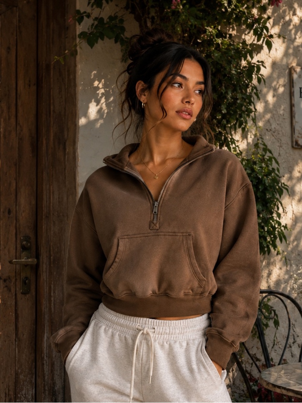 Women's JoyLab Brown Quarter-Zip Pullover - Size Small